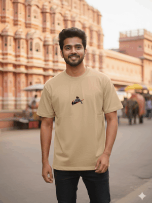 Demon Slayer Tanjiro Embroidered Tee | Khaki Cotton