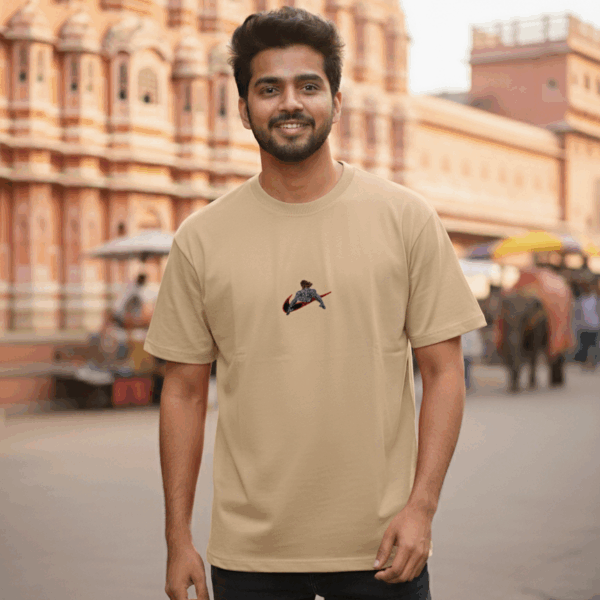 Demon Slayer Tanjiro Embroidered Tee | Khaki Cotton