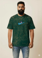 Wave Rider Anime Graphic Tee | Distressed Forest Green