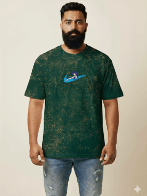 Wave Rider Anime Graphic Tee | Distressed Forest Green