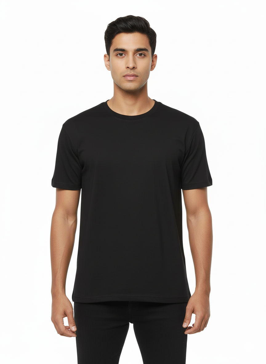 Essential Black Crew Neck T-Shirt: Classic & Versatile Cotton Tee
