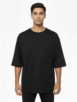 Essential Black Crew Neck T-Shirt: Classic & Versatile Cotton Tee Oversize