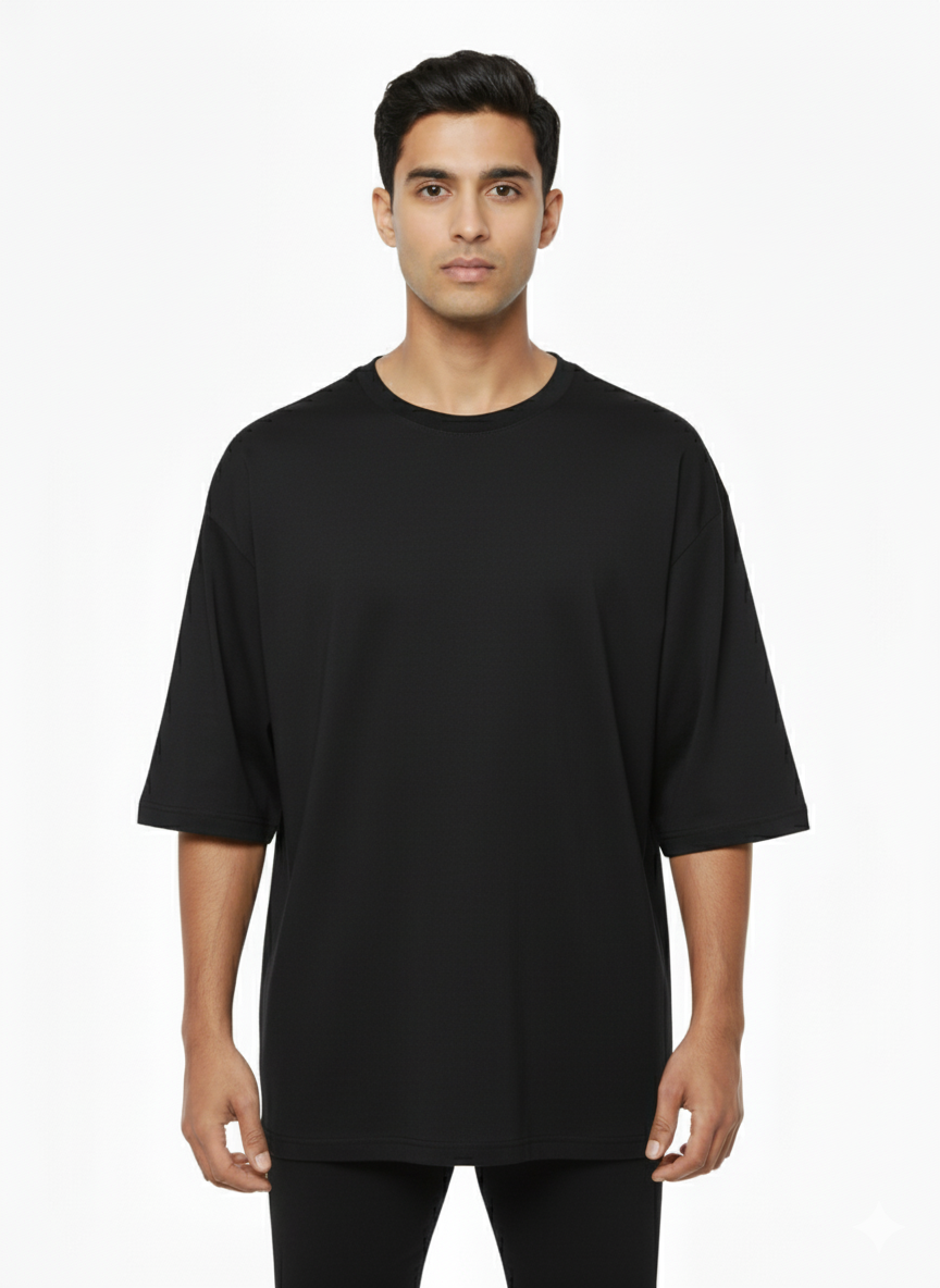 Essential Black Crew Neck T-Shirt: Classic & Versatile Cotton Tee Oversize