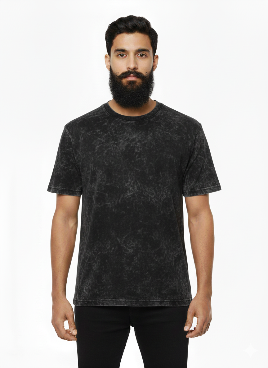 Charcoal Mineral Wash T-Shirt: Vintage Acid Wash Black Tee
