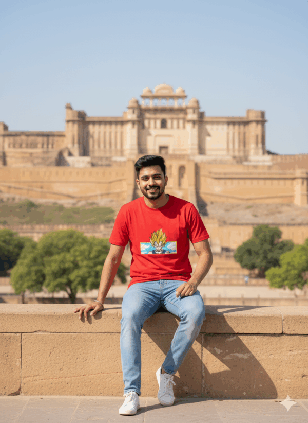 Super Saiyan Vegeta Embroidered Red T-shirt | Men's Dragon Ball Z Anime Apparel