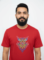 Psychedelic Owl T-Shirt: Vibrant, Embroidered Black Tee