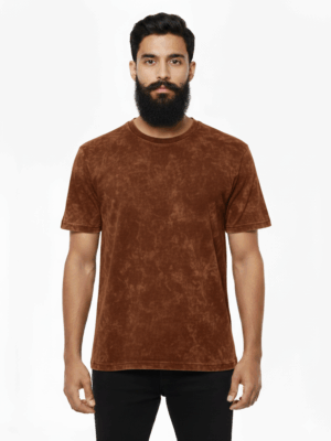 Earthy Brown Mineral Wash T-Shirt: Distressed Vintage-Look Tee