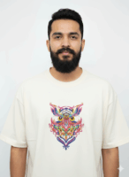 Psychedelic Owl T-Shirt: Vibrant, Embroidered Black Tee