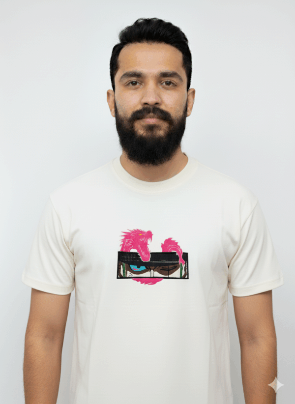 Fiery Gaze Dragon Eye T-Shirt: Unique Graphic White Tee