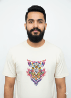 Psychedelic Owl T-Shirt: Vibrant, Embroidered Black Tee