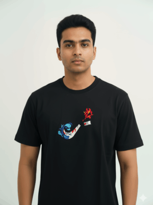 Dragon's Breath Black T-Shirt: Abstract Flame & Wave Graphic Tee