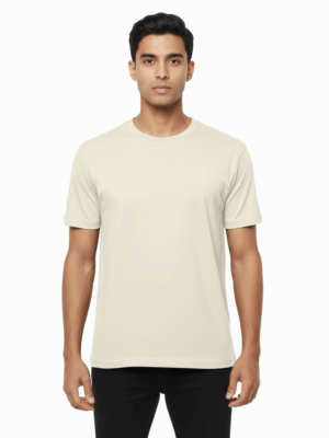 Premium Light Beige Crew Neck T-Shirt: Soft Neutral Essential Tee