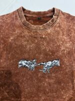 The Creation Touch – Brown Acid Wash Embroidered Oversized T-Shirt