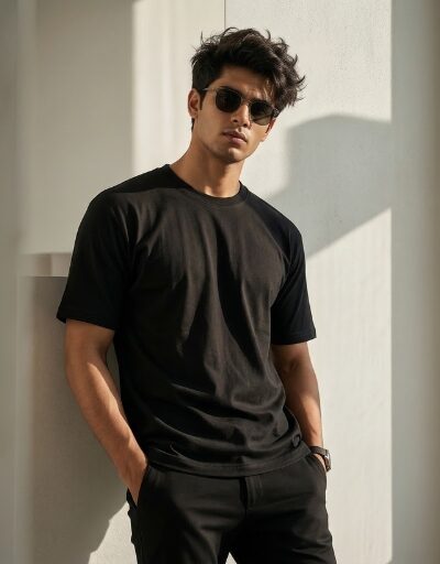 Plain Black Cotton T-Shirt for Women | Minimal Basic Casual Tee