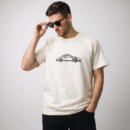 Beige Car Graphic T-Shirt for Men | Minimal Premium Cotton Casual Tee