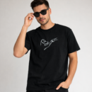 Black Dog Line Art T-Shirt for Men | Minimal Graphic Premium Cotton Casual Tee