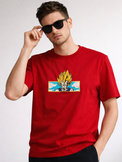 Red Anime Character Graphic T-Shirt for Men | Premium Cotton Streetwear Casual Tee