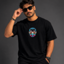Black Abstract Face Graphic T-Shirt for Men | Colorful Artistic Cotton Casual Tee