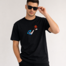 Black Fire and Water Graphic T-Shirt for Men | Minimal Artistic Cotton Casual Tee