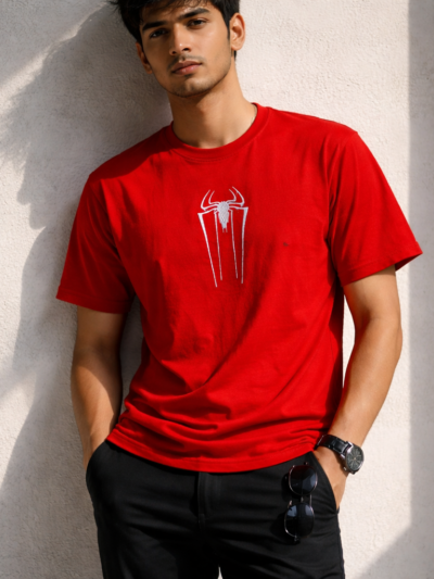 Red Spider Logo Graphic T-Shirt for Men & Women | Minimal Superhero Inspired Cotton Tee