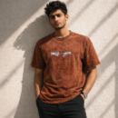Brown Acid Wash “Creation Hands” Graphic T-Shirt | Vintage Aesthetic Cotton Tee for Men & Women