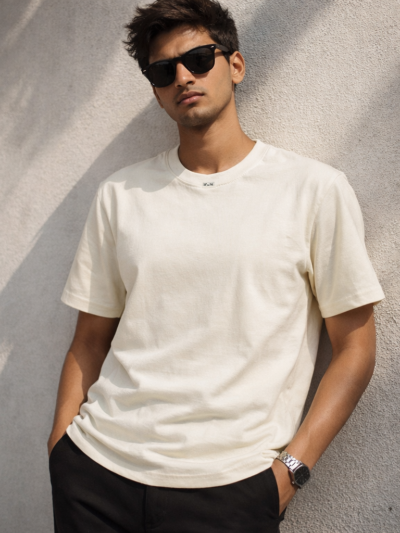 Off-White Plain Cotton T-Shirt | Minimal Premium Basic Tee for Men & Women
