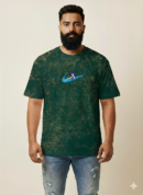Wave Rider Anime Graphic Tee | Distressed Forest Green
