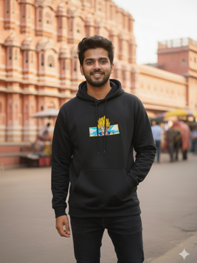 Dragon Ball Z Vegeta Anime Panel Embroidered Hoodie | Black