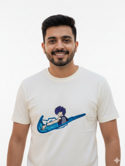 Giyu Tomioka Water Breathing Swoosh-Style Embroidered T-shirt | Demon Slayer Anime Tee