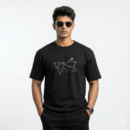 Black Minimal World Map Airplane Graphic T-Shirt | Travel Theme Cotton Tee for Men & Women