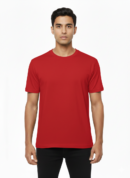 Vibrant Scarlet Red Crew Neck T-Shirt: Bold Essential Cotton Tee