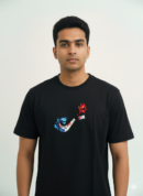 Dragon's Breath Black T-Shirt: Abstract Flame & Wave Graphic Tee