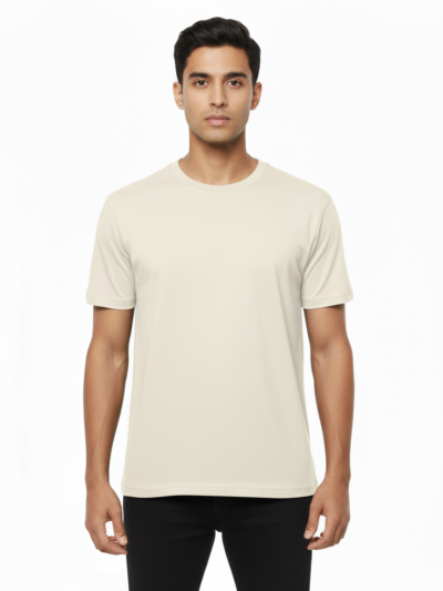 Premium Light Beige Crew Neck T-Shirt: Soft Neutral Essential Tee
