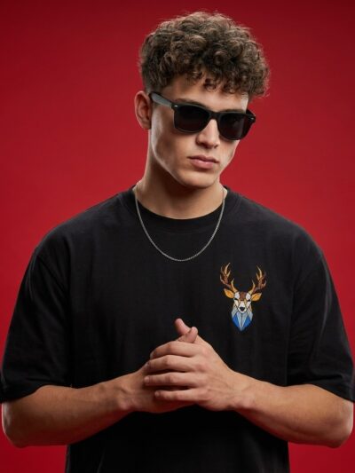 Geometric Stag Embroidery T-Shirt | Stitch Studio Co.